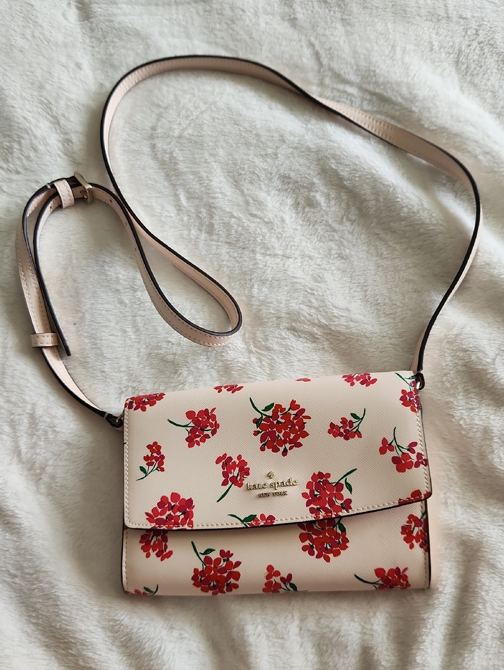 kate spade Cream Crossbody with Red Floral Print